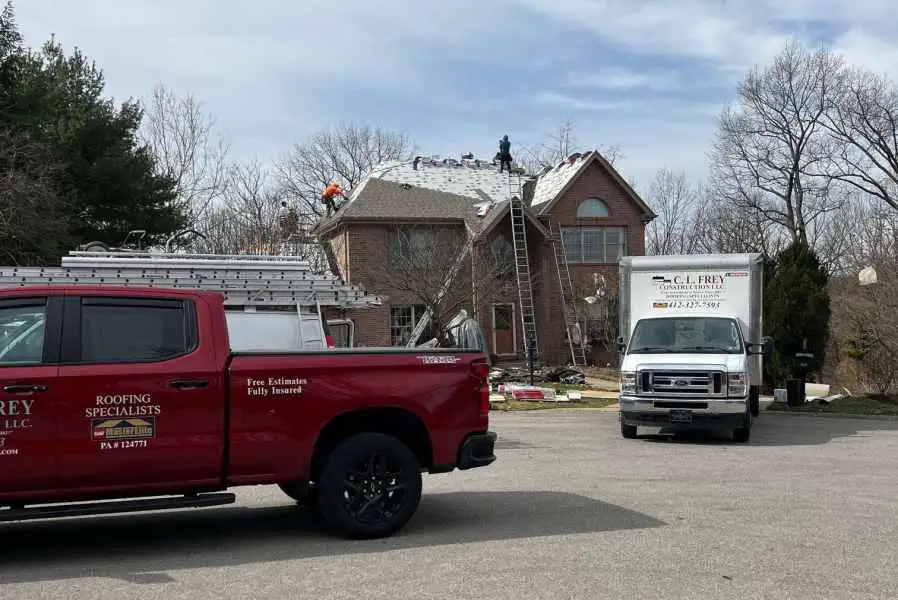 Roof Replacement Fox Chapel in progress